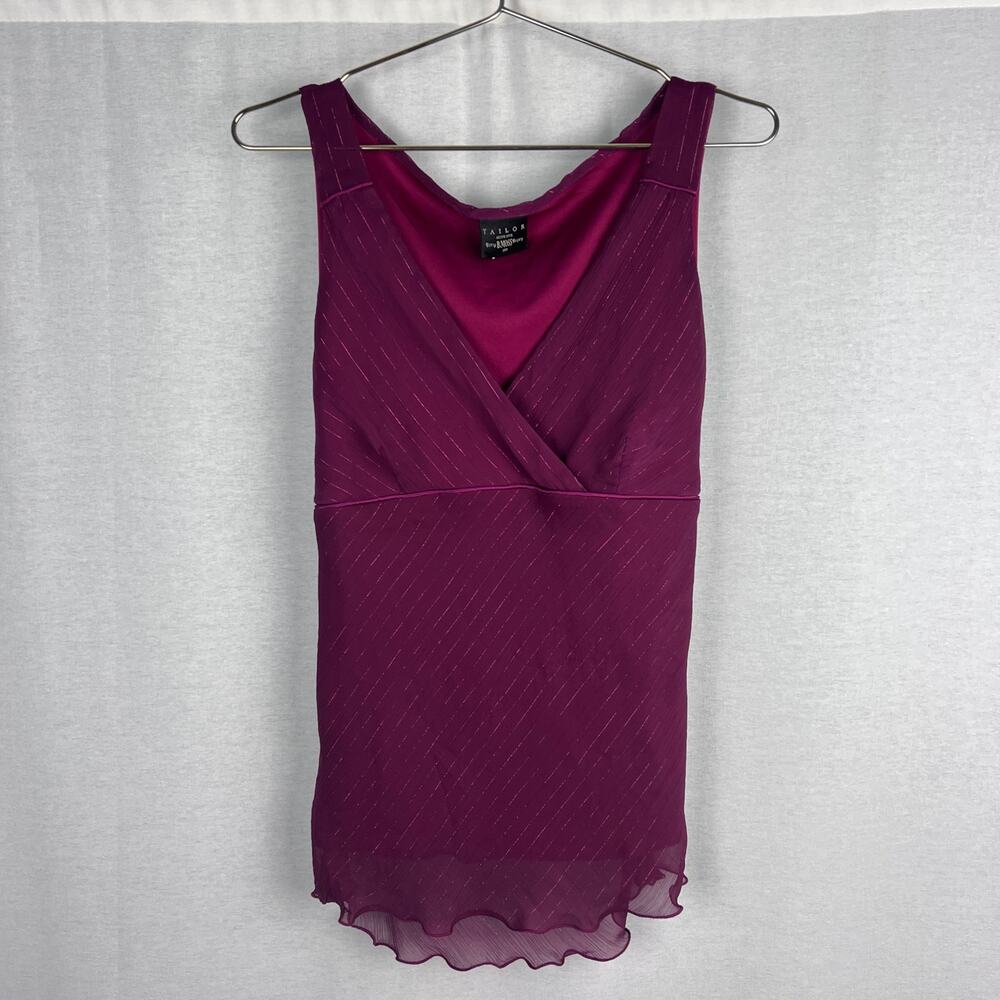 Vintage Y2K B.Moss Top Womens Large Fairy Babydoll Tank Magenta Pink Shimmer